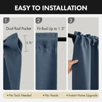 MIULEE 84 Inch Length Stone Blue Blackout Bedroom Curtains Set of 4 | Thermal - Image 6