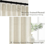 70 Inch Extra Wide Pleated Linen Kids Room Curtains 102 Inches Long, Cream - Image 4