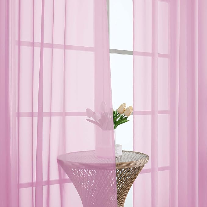 Sheer Pink Curtains 108 Inches Long - Image 3