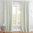 NICETOWN Light Green Linen 100% Blackout Curtains 120" Length by NICETOWN