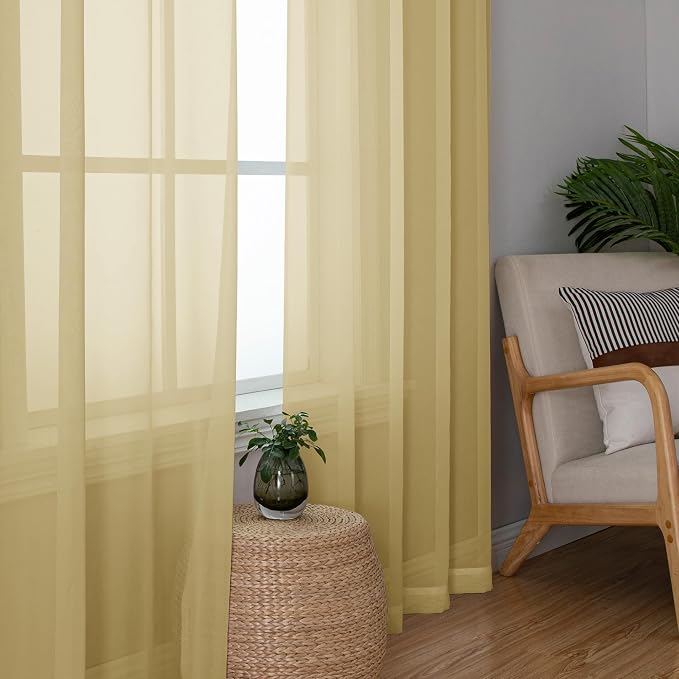 Simplebrand Gold Sheer Tier Curtains - Image 5