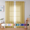 Simplebrand Gold Sheer Curtains 84 Inches Long 2 Panels, Light Filtering Rod by Simplebrand