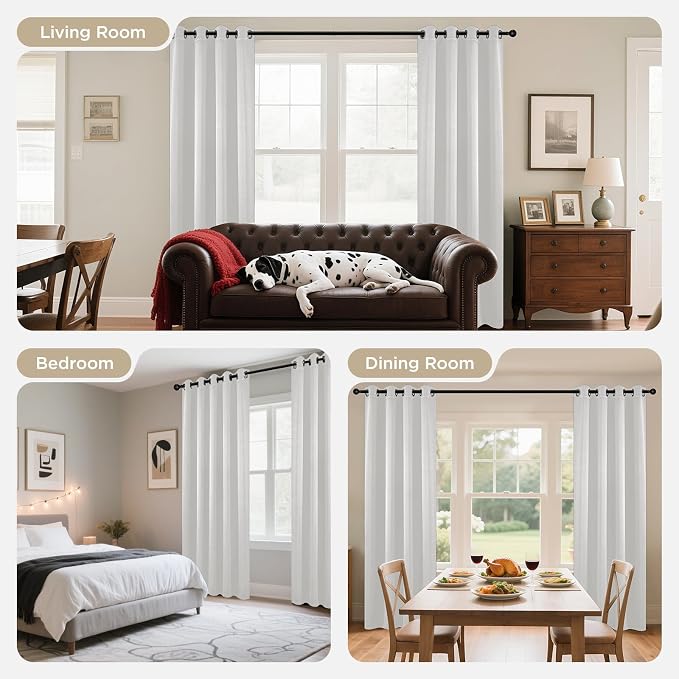 Joydeco White Curtains 54 Inches Long 2 Panels Set, Thermal Insulated Long - Image 8