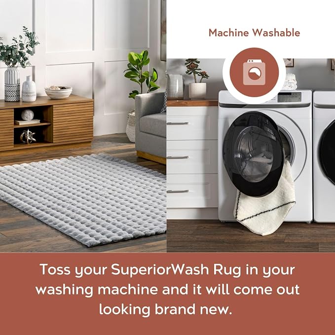 nuLOOM Jeni Silver Checkered Washable Runner Rug - Image 4