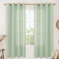 Fresh Green Linen Curtains 72 Inch Length by LAMIT