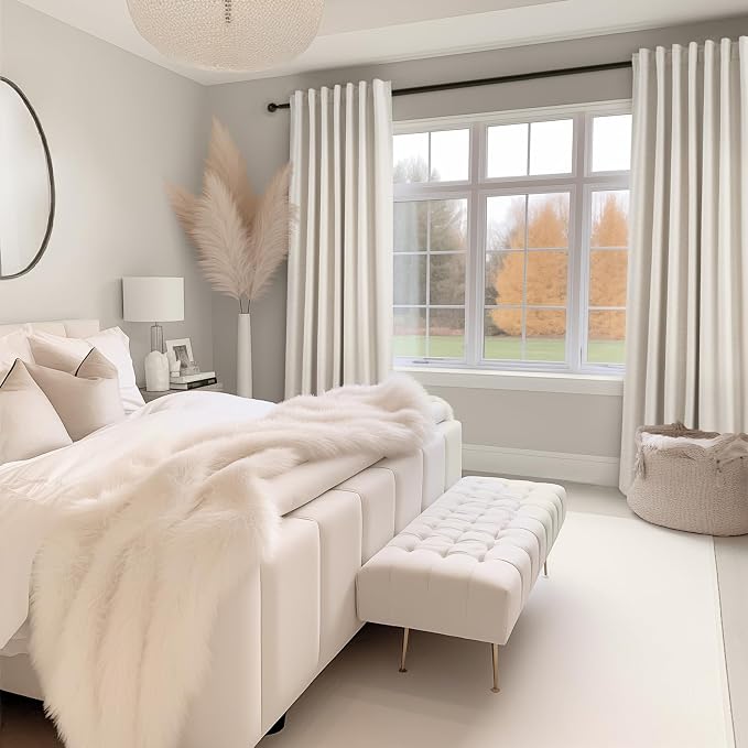 Topfinel 92 Inch Long Black Out Custom Drapery 2 Panels Neutral Blackout Cream - Image 7