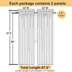Orange Sheer Curtains 96 Inches Long 2 Panels, Light Filtering Voile Airy - Image 3