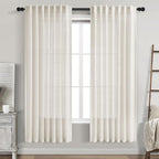 Cream White Linen Curtains 72 Inch Length 2 Panels Set by Nanspring