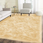 Latepis Yellow Area 5x8 Rugs Fluffy Faux Fur Washable Rug by Latepis