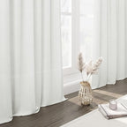 Off White Semi Sheer Linen Curtains 94 inch Length - Image 6
