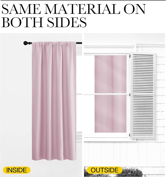 NICETOWN Window Curtains for Bedroom, Baby Pink, 2 Panels, W42 x L48 -Inch - Image 5
