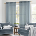 MIULEE Dusty Blue Linen Curtains 52x63 Inch 2 Panel - Image 2