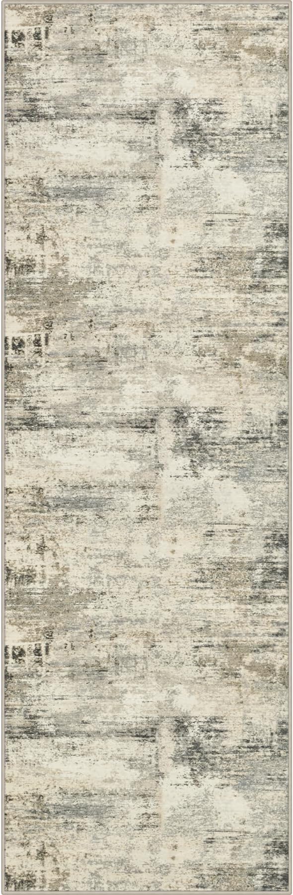 2.6x10 Washable Runner Rug:Modern Abstract Soft Carpet Ash Brown | by FXRHLP