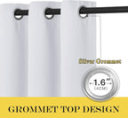 NICETOWN Greyish White Living Room Curtain, Room Darkening Grommet Thermal - Image 2