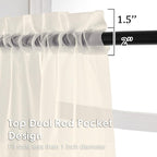 Cream Sheer Curtains 108 Inches Long 2 Panels - Image 2