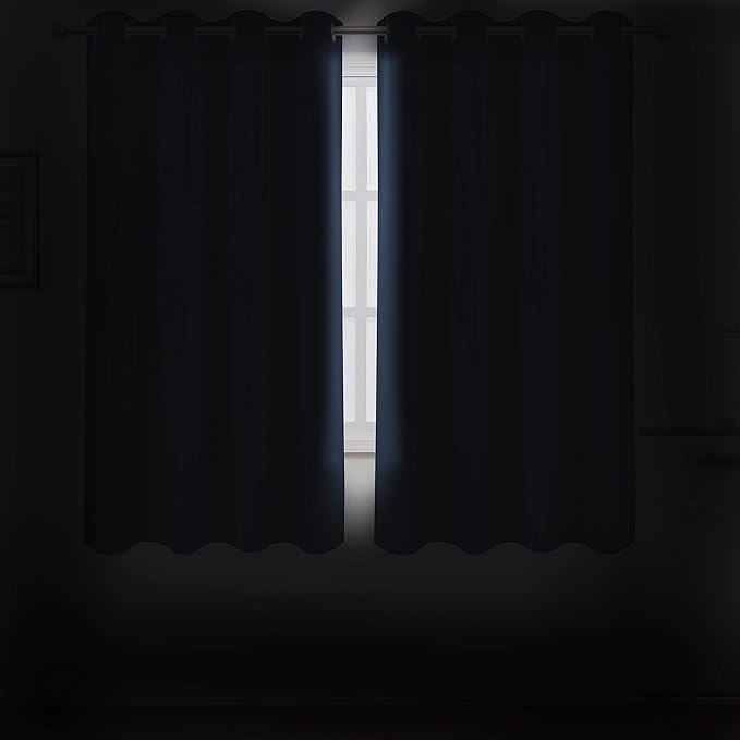 Navy Blue Thermal Blackout Curtains/52 x 54 Inch/Set of 2 Panels Room Darkening - Image 3