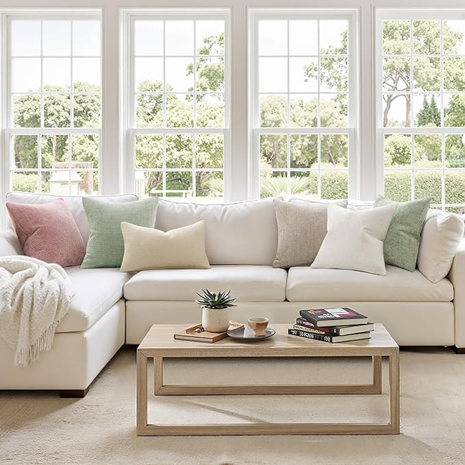 MIULEE Decorative Lumbar Throw Pillow Covers 12x20 in Neutral Cream 2 Pack | - Image 2
