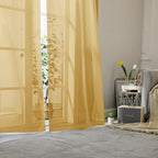 Gold Sheer Curtains 96 Inches Long 2 Panels, Breathable Solid Voile Light - Image 8