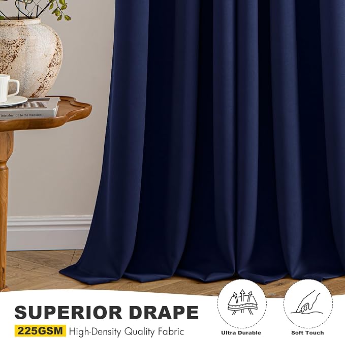 MIULEE Blackout Curtains for Bedroom 2 Panels 40 x 86 Inch Long Navy Blue | - Image 5