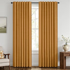 MIULEE Fall 100% Blackout Linen Curtains 42" x 90" Mustard Yellow 2 Panels | by MIULEE