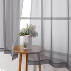Grey Sheer Curtains 63 Inch Long 2 Panels, Elegant Voile Drapes - Image 3