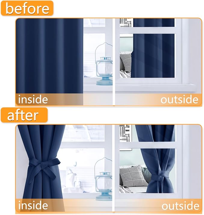 Blackout Curtains for Bedroom, 42 x 84 Inches Long, 2 Panels | Thermal - Image 4