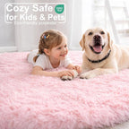 Amdrebio Pink Large Furry Round Rug 6Ft - Image 2