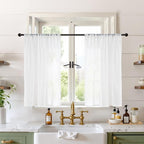 BGment White Linen Sheer Curtains 36 Inch Length by BGment