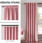 MIULEE Velvet Curtains 52x108 inches 2 Panels Blush Pink Blackout Curtains | - Image 2