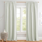 NICETOWN Light Green Linen 100% Blackout Curtains 120" Length - Image 2