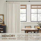 MIULEE Natural Extra Wide Pinch Pleated Blackout Curtains 60x90 Inches | Memory - Image 3