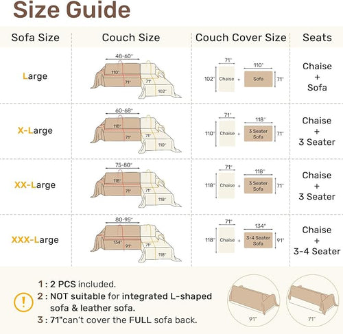 2 Pieces Sectional Couch Covers L Shaped Cover XXXL Light Sage | Thick Washable - Image 2