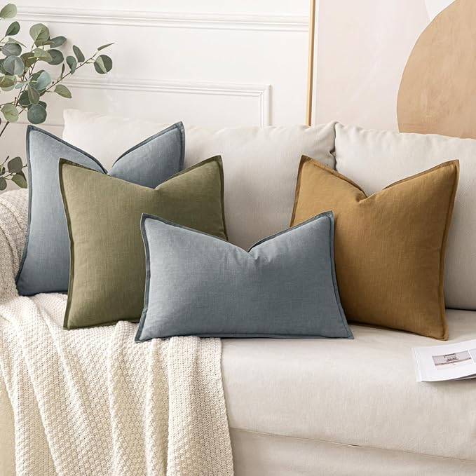 MIULEE Decorative Linen Pillow Covers 20x20 Inch Gray | Boho Farmhouse​ - Image 4