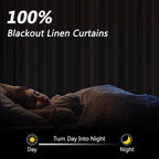 100% Blackout Linen Curtains 132 Inch Length 2 Panels Set - Image 2