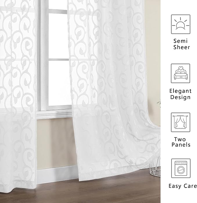 Furman Sheer White Curtains 90 inches Long - Image 8