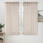 MIULEE Natural White Linen Curtains 52x45 Inch Length 2 Panels by MIULEE