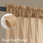 MIULEE Brown Sheer Curtains 90 Inches Long 4 Panels 54 x 90 Inches | Light - Image 3
