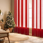 MIULEE 2 Panels Red Sheer Christmas Window Curtains 54 X 72 Inches | Solid Color - Image 2