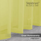 Simplebrand Lemon Sheer Curtains 63 Inch Length 2 Panels, Rod Pocket Solid - Image 2