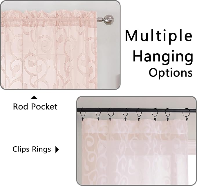 Furman Sheer Curtains 45 Inch Length 2 Panels Set - Image 4