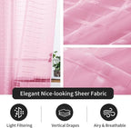 SpaceDresser Check Sheer Curtains 72 Inches 2 Panels Set, Rod Pocket Plaid - Image 5