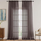 Chocolate Sheer Curtains 120 Inches Long 2 Panels Set, 59 Inch Extra Wide Soft by OVZME