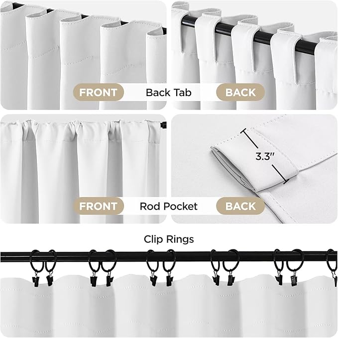 Joydeco 84 Inch 60% Blackout White Curtains 2 Panels, Elegant Semi Sheer - Image 2