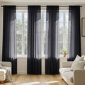 MIULEE Black Sheer Curtains 96 Inches Long 4 Panels 42 x 96 Inches | Light by MIULEE