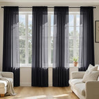 MIULEE Black Sheer Curtains 96 Inches Long 4 Panels 42 x 96 Inches | Light by MIULEE