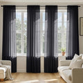 MIULEE Black Sheer Curtains 90 Inches Long 4 Panels 42 x 90 Inches | Light by MIULEE