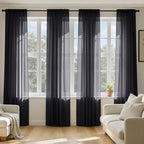 MIULEE Black Sheer Curtains 90 Inches Long 4 Panels 42 x 90 Inches | Light by MIULEE