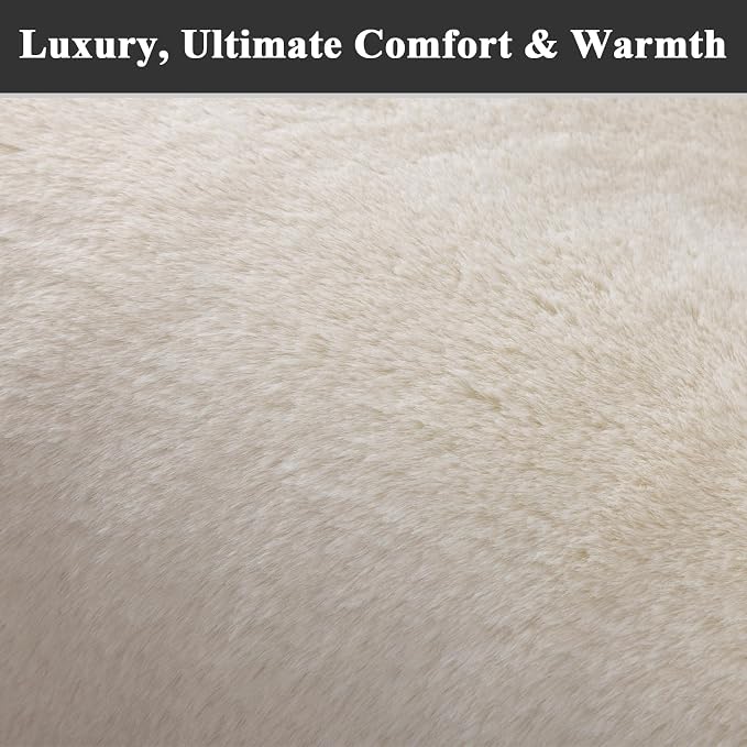 SHACOS Silky Soft Faux Rabbit Fur Area Rug 3'x5' Non Slip Washable Padded Throw - Image 8