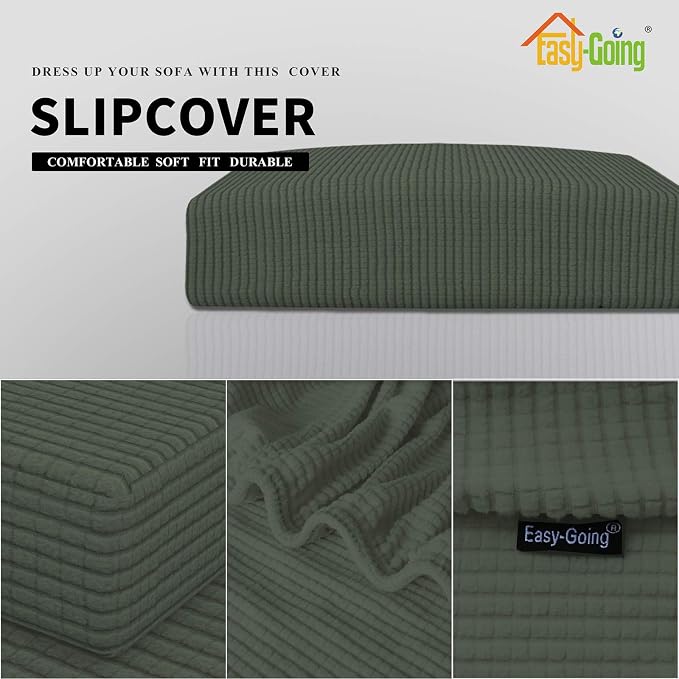 Easy-Going Stretch 1 Piece Loveseat Couch Cushion Cover - Image 3