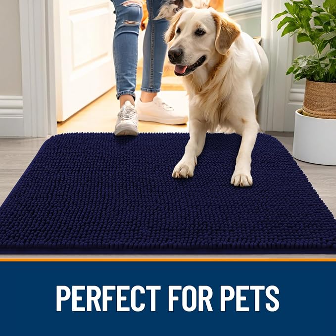OLANLY Dog Door Mat for Muddy Paws 34x21, Super Absorbent Chenille Mud Mat | - Image 6